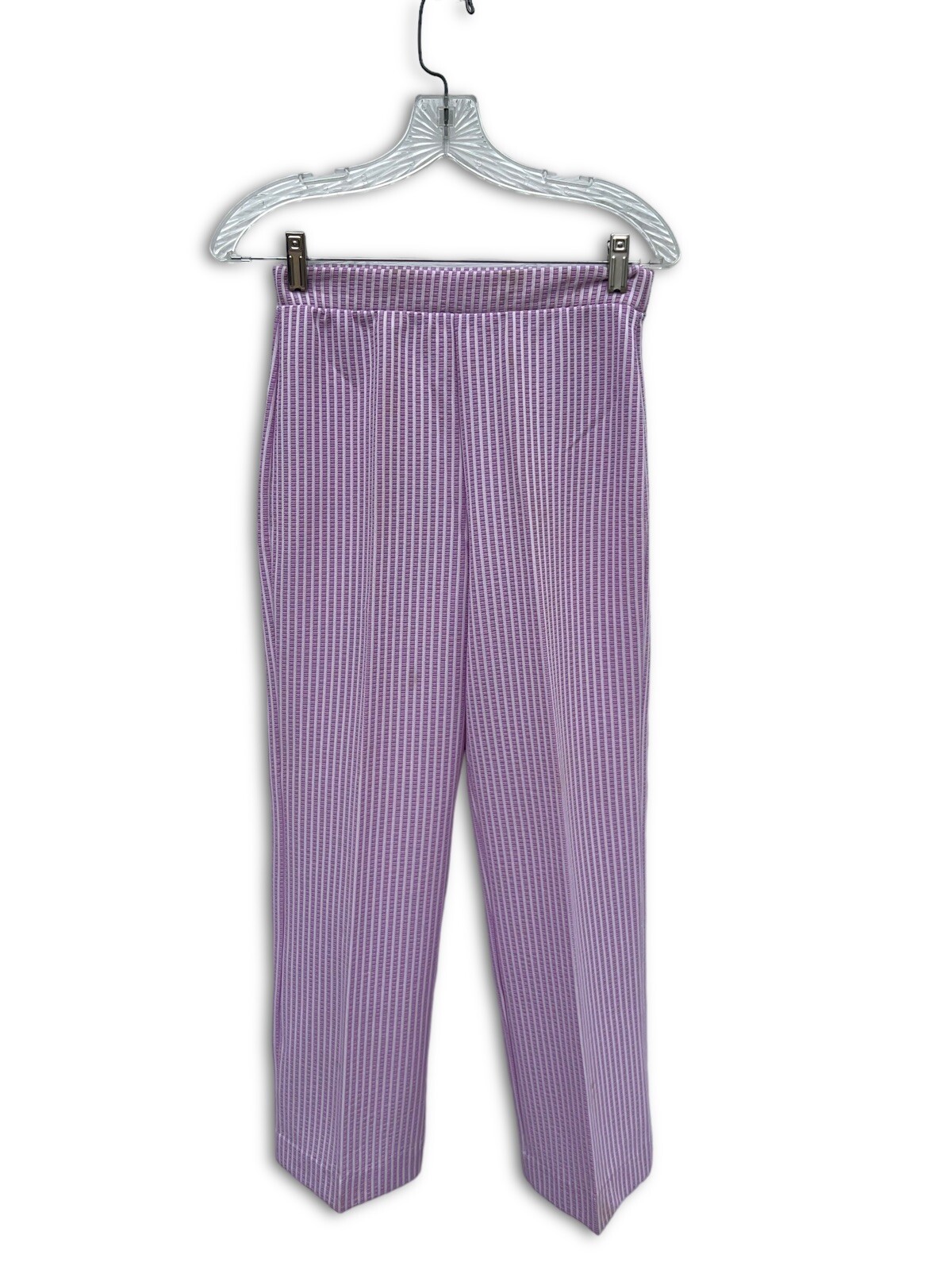 Vintage Women’s Purple White Stripe Pleated Polyester Pants