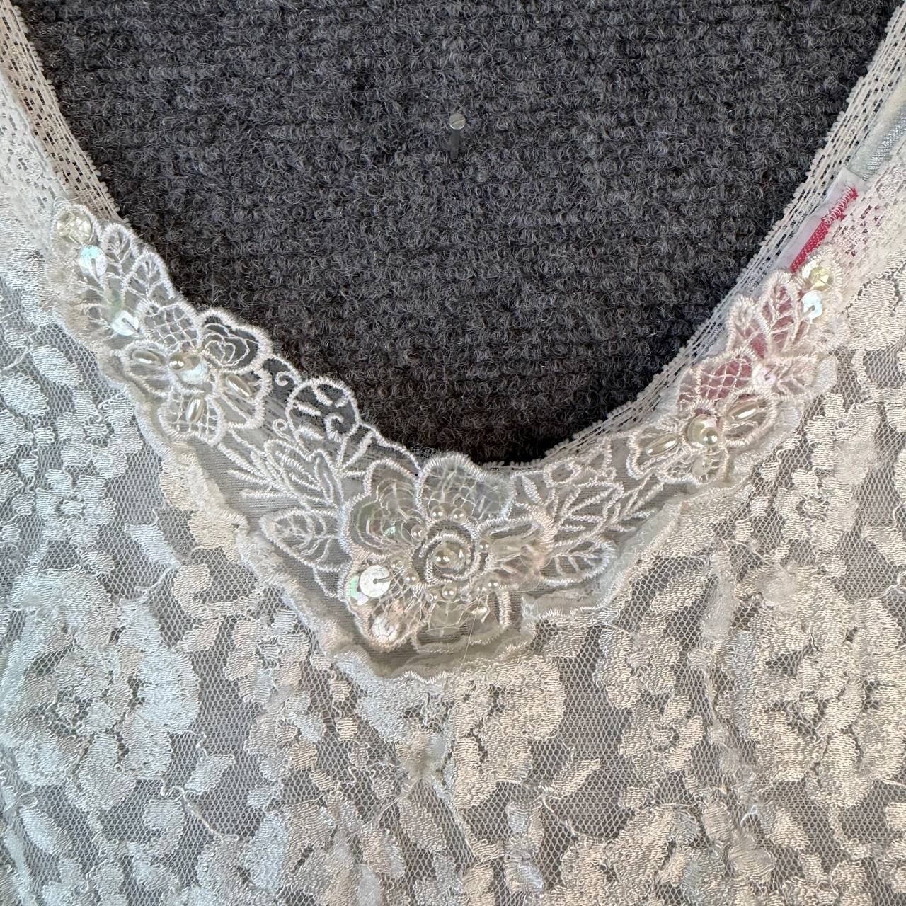 Vintage Unforgettable Lace Nightgown Ivory Nylon Sleeveless 45 Inch