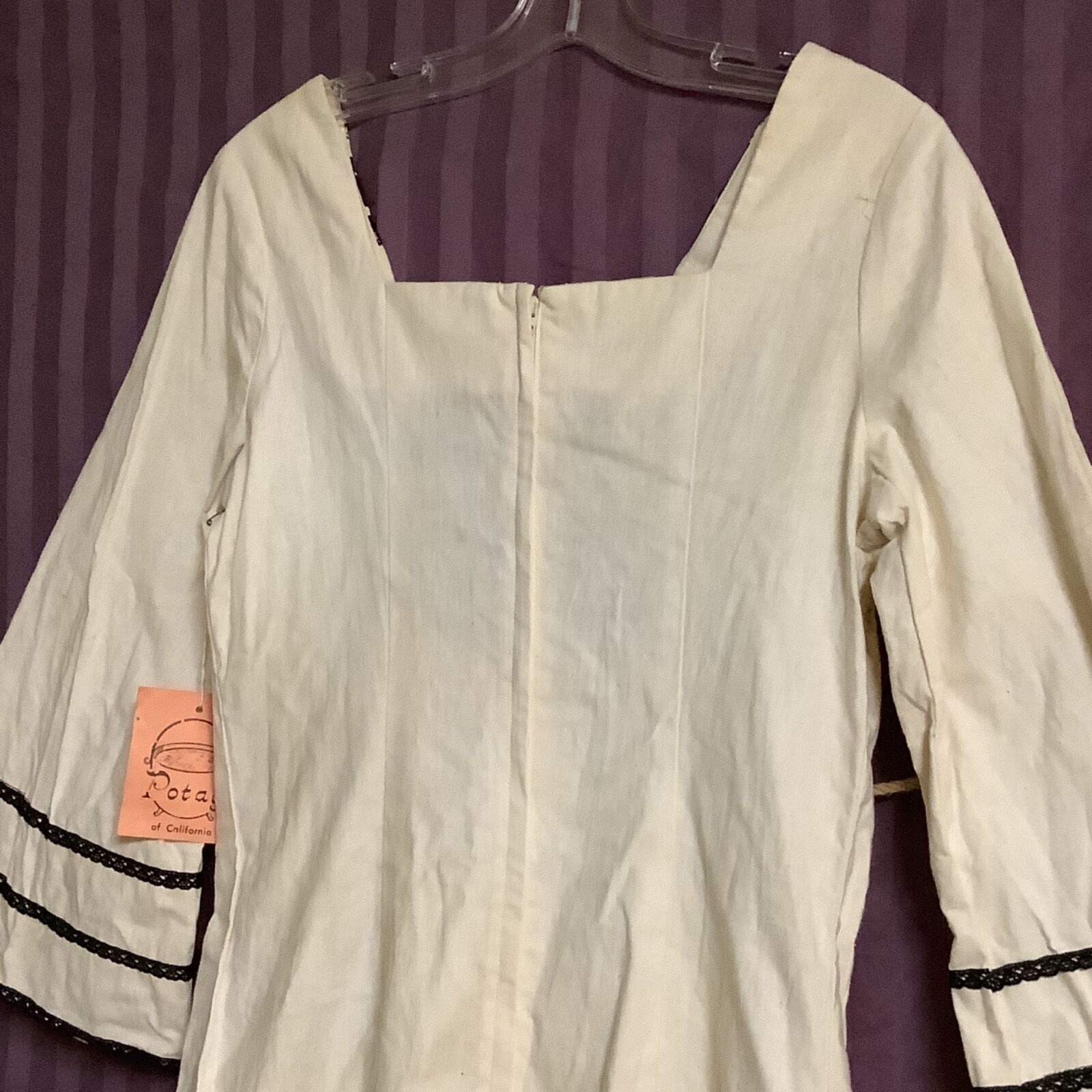 VINTAGE 1970’S MAXI PEASANT DRESS POTAGE OF CALIFORNIA SMOCKED MUSLIN SZ. 13 NWT