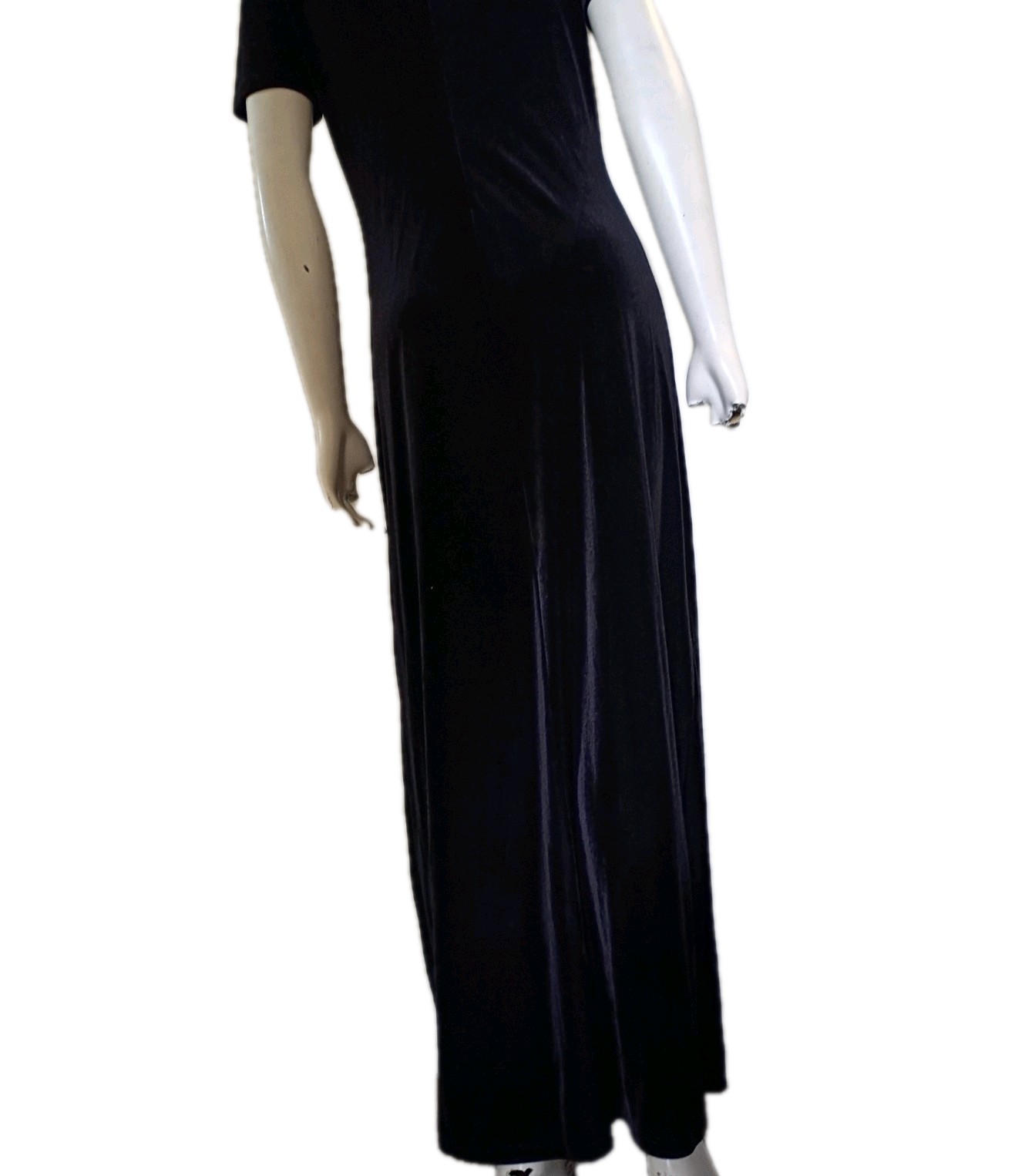 VTG 90s AGB Goth Style Black Velvet Maxi Dress W/ Silver Floral Pattern Sz 12