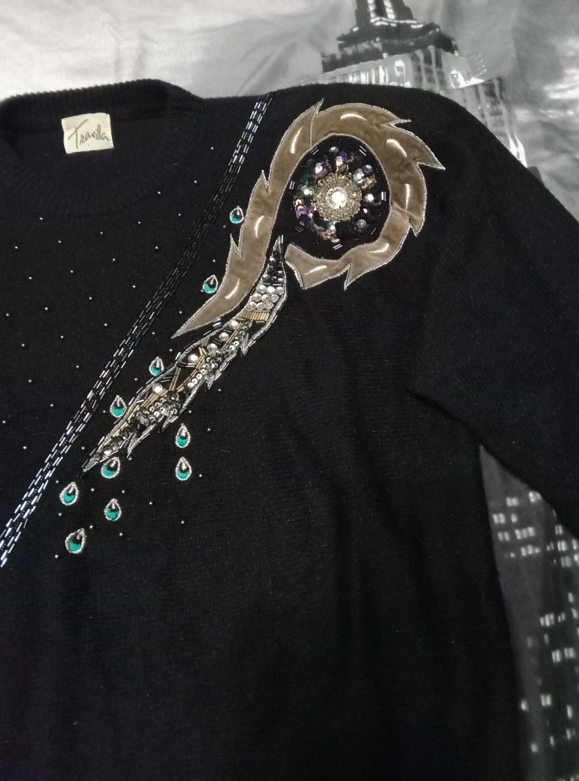 William Travilla Vintage Women’s Black Acrylic/Nylon Sweater Size 12