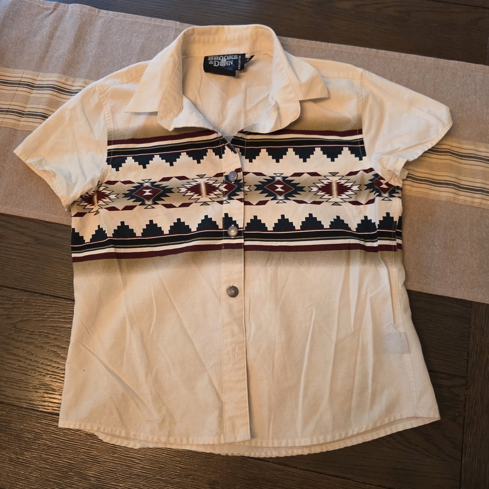 Vintage 90s Brooks & Dunn Panhandle Slim Western Aztec Button Up Shirt Size S