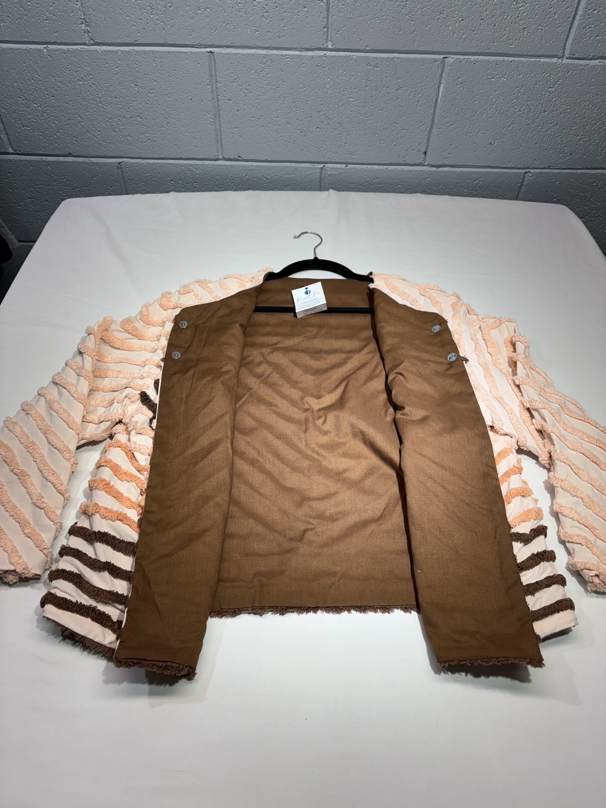Vintage Chenille Jacket Handmade Striped Boho Cottagecore