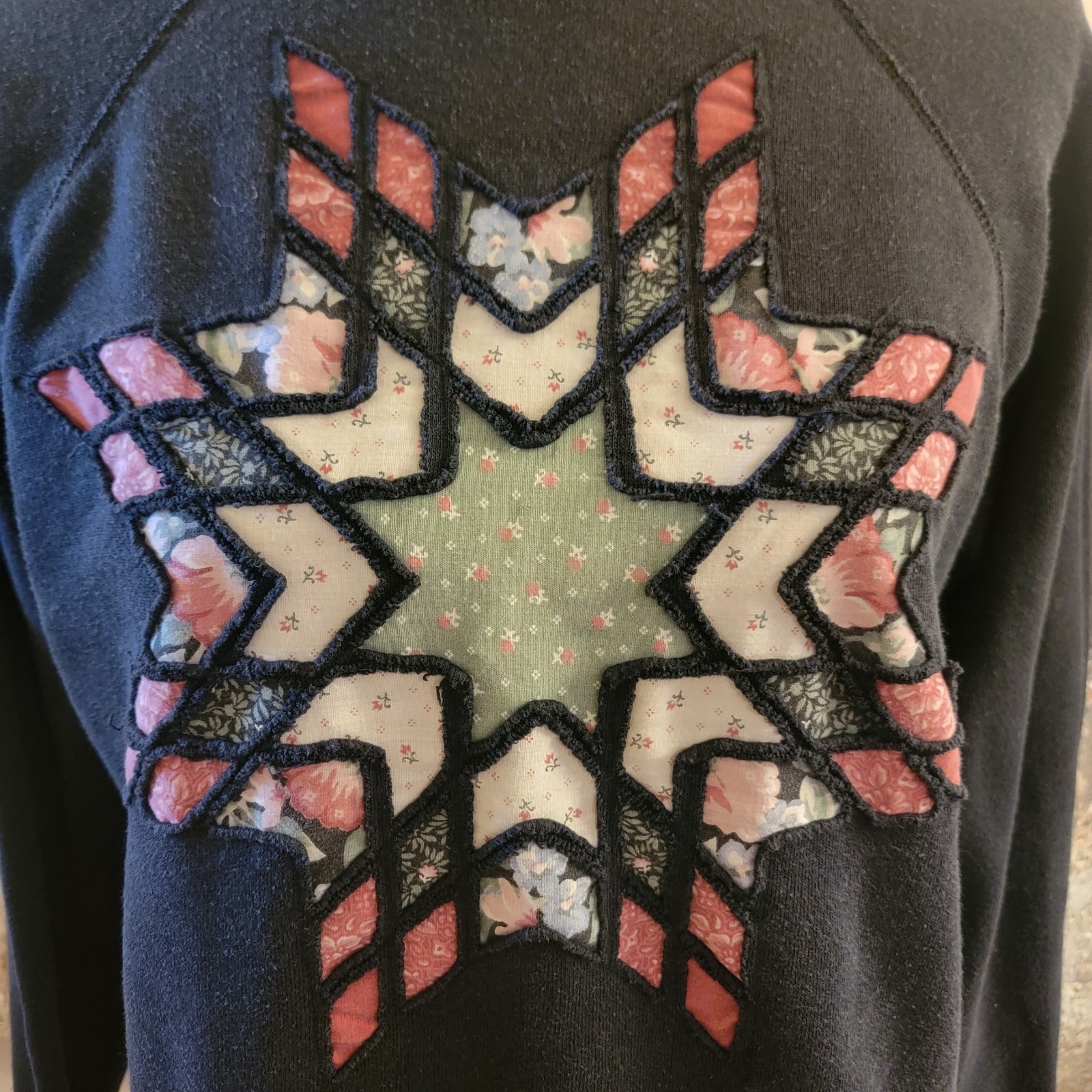 Hanes Vintage 80s Quilt Block Sweatshirt With Mathcing Collar
