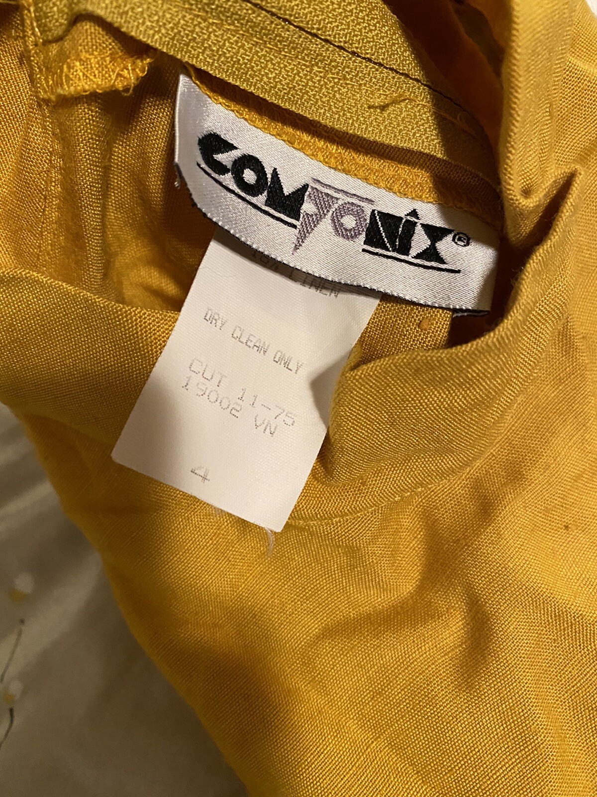 87-94 Vintage Rayon Linen Blend Colorblock Dress Made By Componix in the USA Sz4