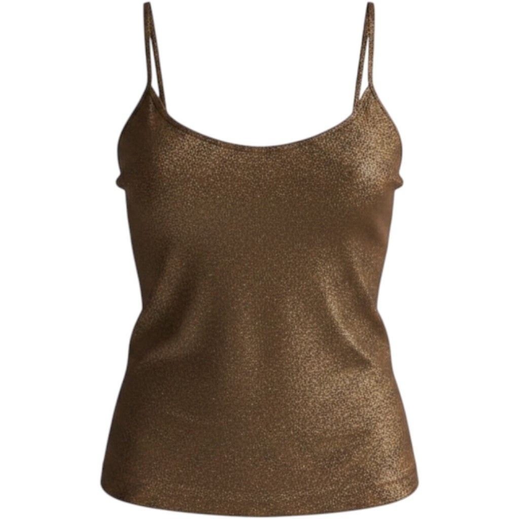 Boutique Essentials Gold Metallic Shimmer Camisole Top Adjustable Straps