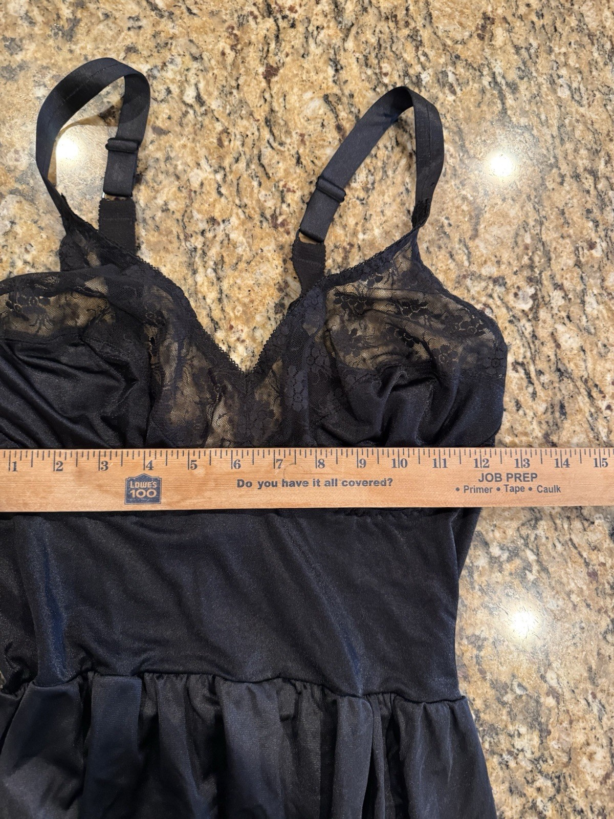 Youthful creations womens black vintage lingerie slip dress lace detail 40 B C D