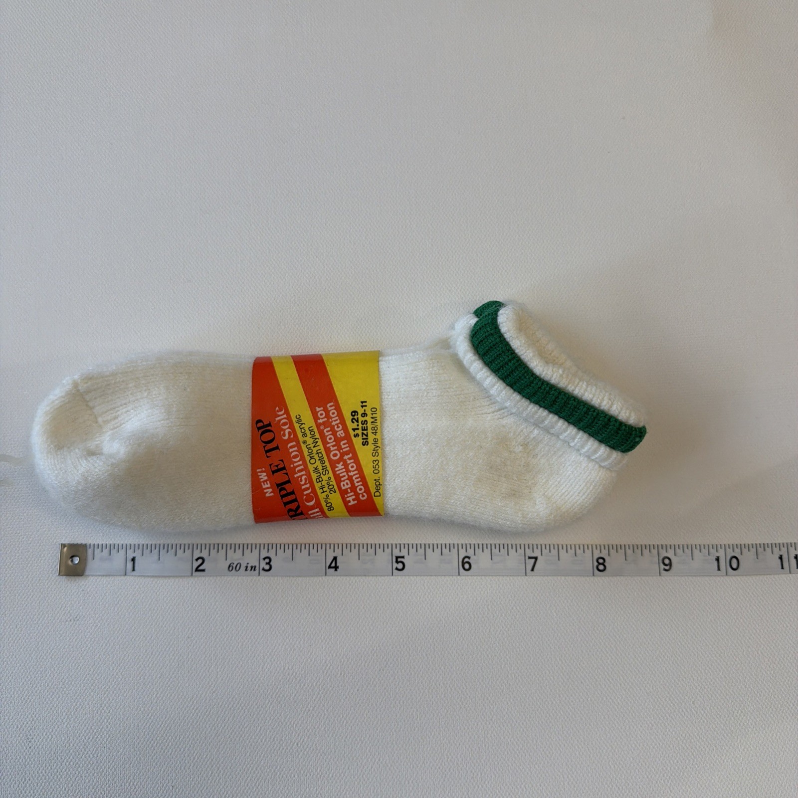 VTG Socks Woolworth NOS Orlon Acrylic Unisex Triple Top Ladies 80s Green 9-11.