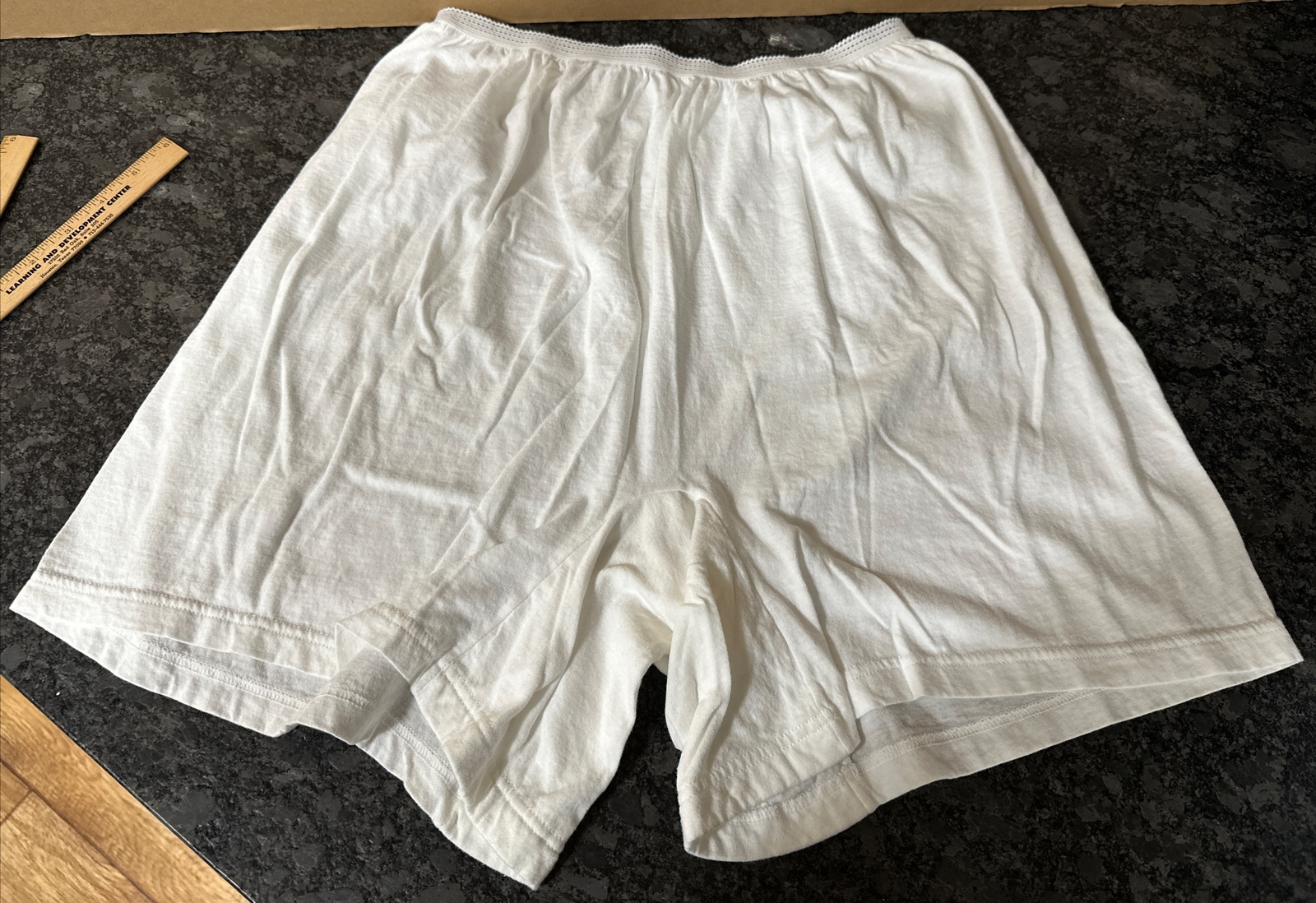 3 Vintage Underscore Flare Hemmed Legs White Cotton Panties Briefs Size 10
