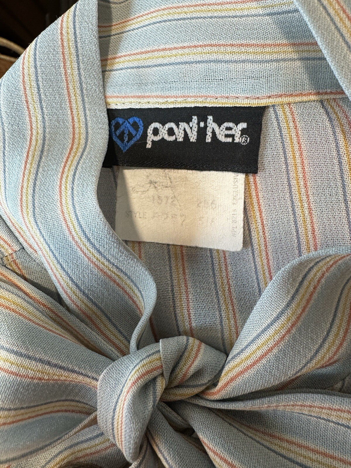 PANTHER Brand Vintage button-down 1970s Small Striped Blue Mod rockabilly