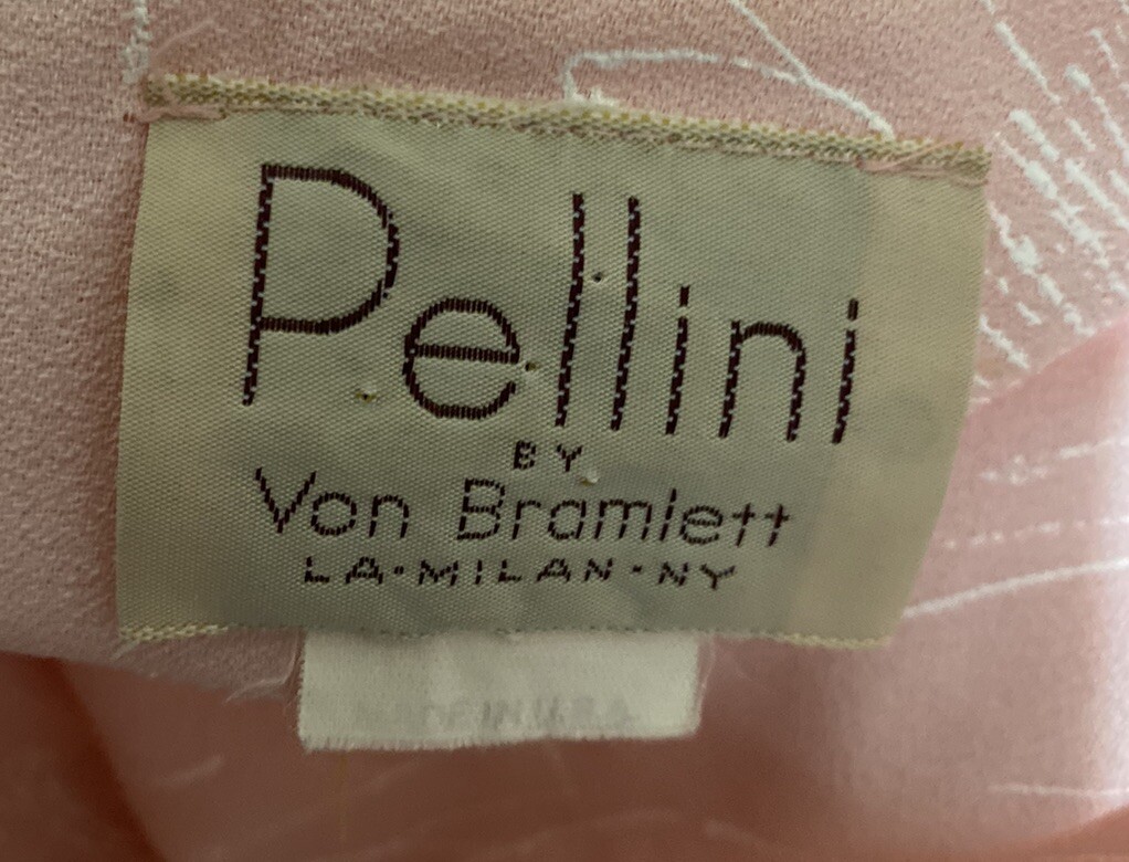 Flaw Vintage 1980’s Pellini Von Bramlett Pink Floral Sheath Dress USA Size 5/6