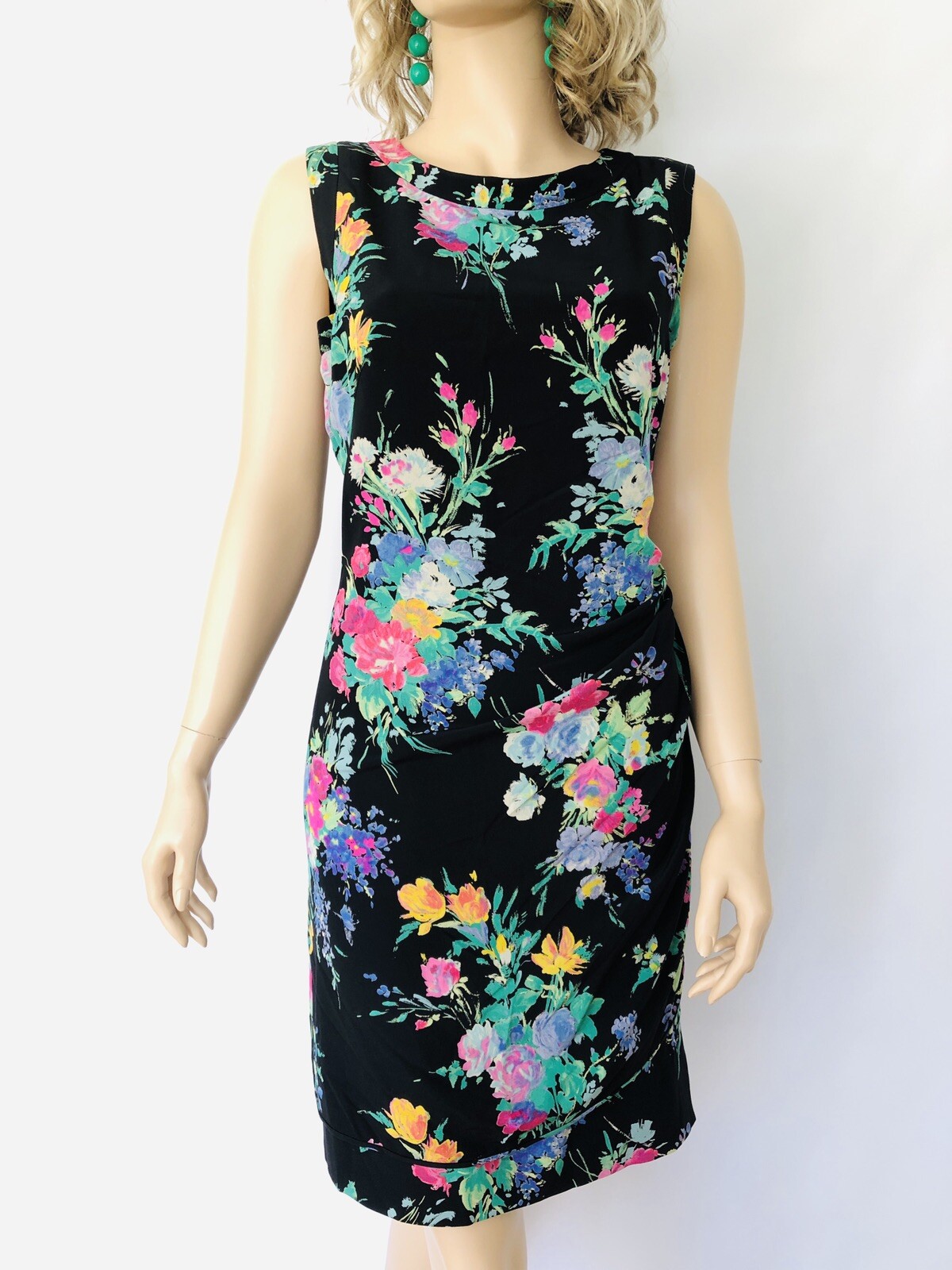 Floral silk shift dress Emanuel Ungaro Parallele Paris tailored day or evening