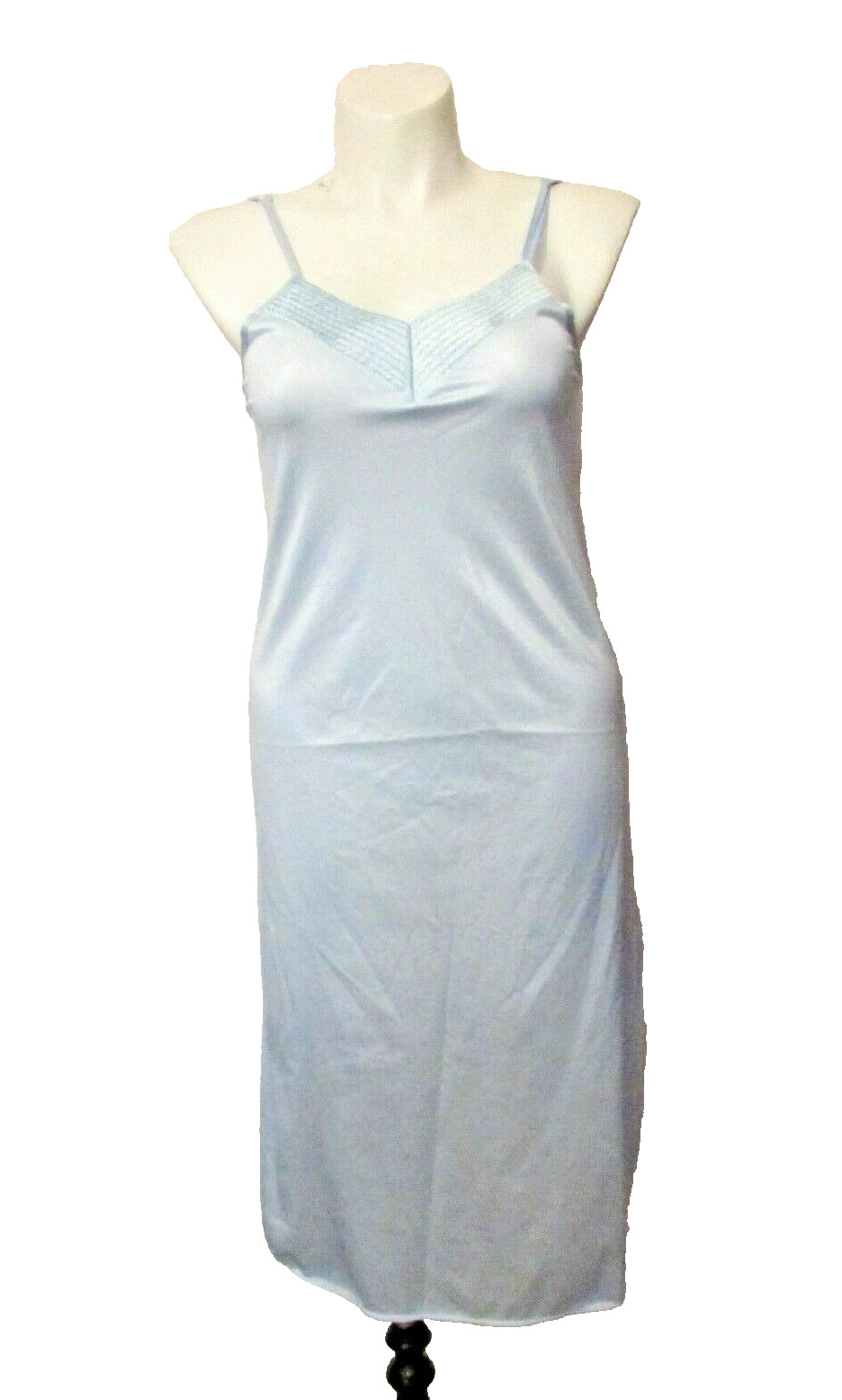 70’s Sidney Bernstein Slippery Silky Blue Nylon Mid Length Nightgown L USA made