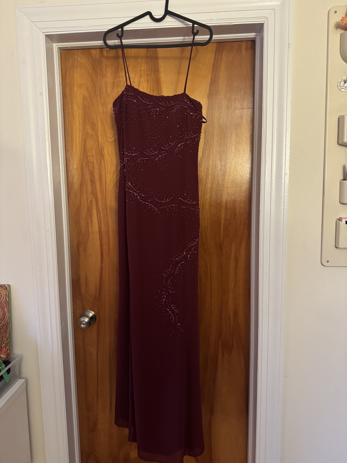 Vtg90s Beaded Burgundy Prom/ Brides Maid Dress Size 44 Long From Brazil