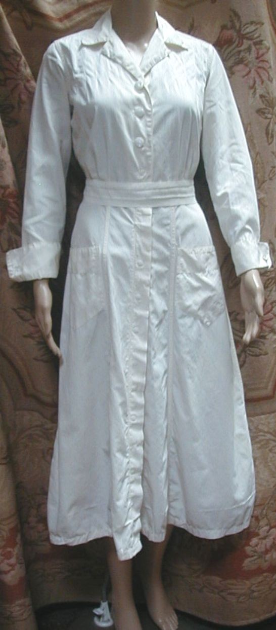 Antique 1930’s Nurse Uniform White Linen Belted Pearl Buttons Cuffs w Studs Caps
