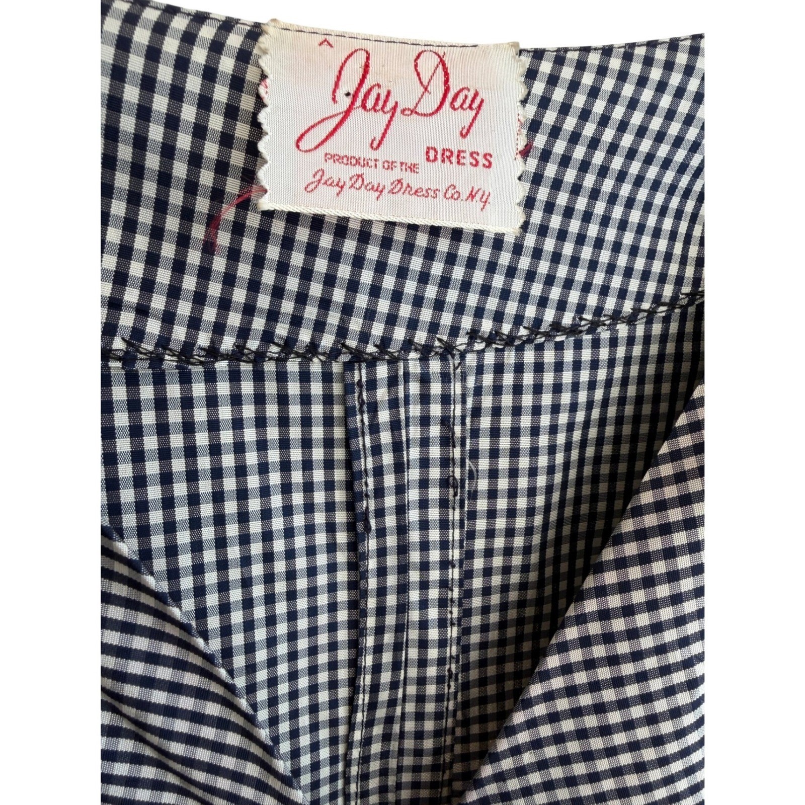 Vintage Original 40s 50s Jay Day Gingham Dress Fit Flare Cottagecore Americana