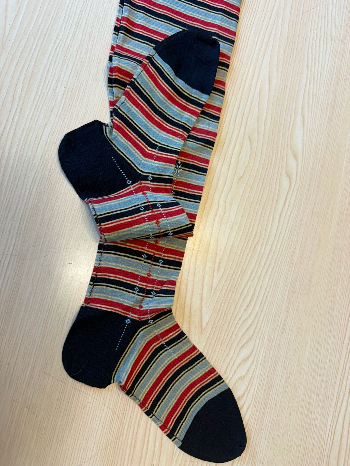 NOS C 1900 – 20s Edwardian Colorful Stripe Embroidered Stockings Flapper