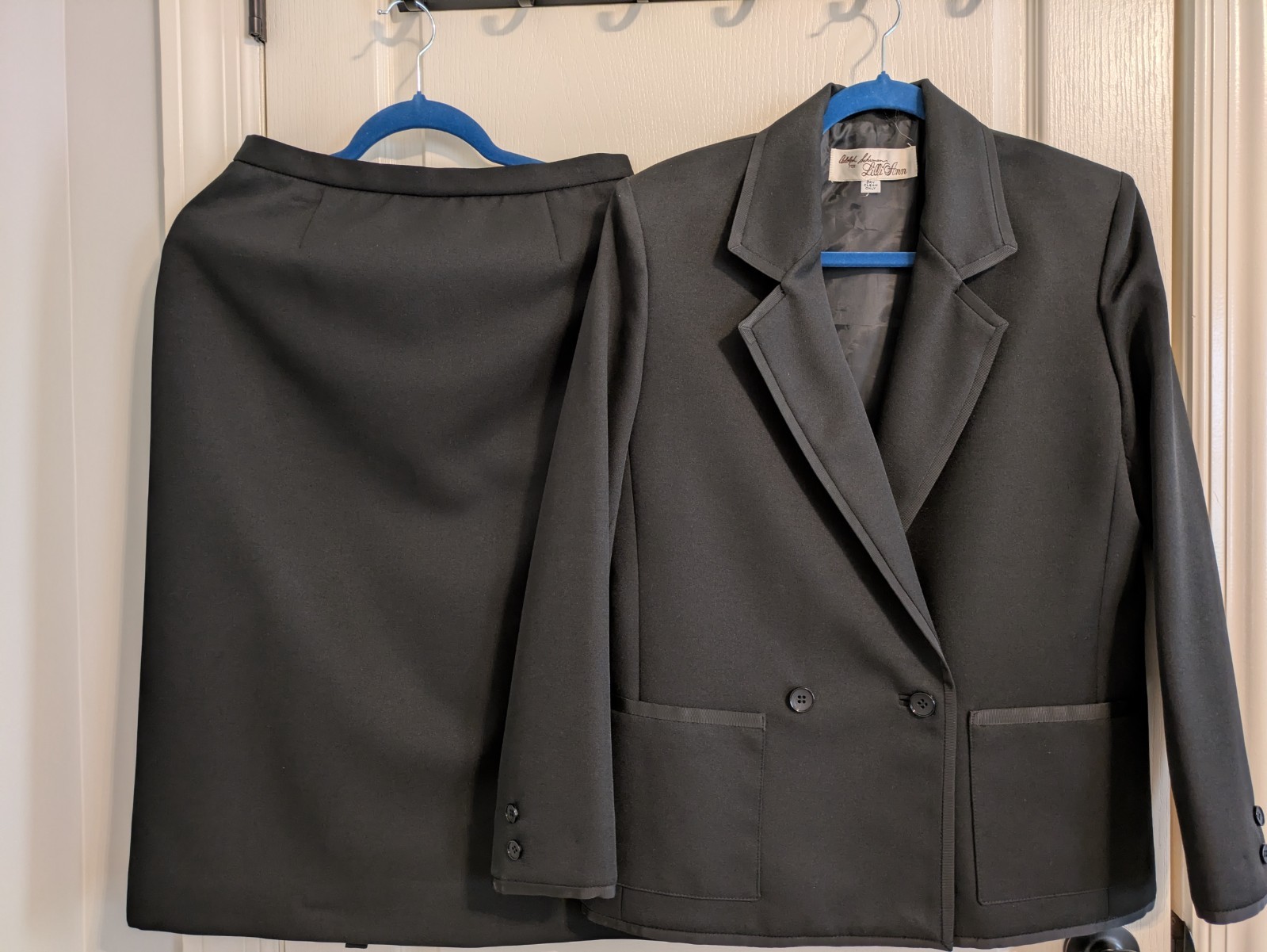 Vintage 1970s ILGWU Adolph Schuman for Lilli Ann Black Skirt Suit