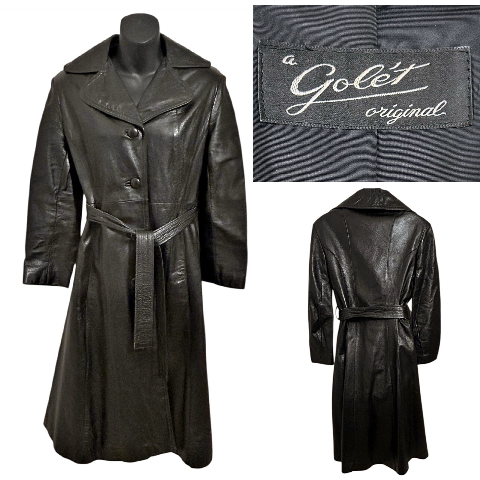 Vintage Golet Leather Coat Womens 6 Brown Black Mid Century 50s 60s Gole’t