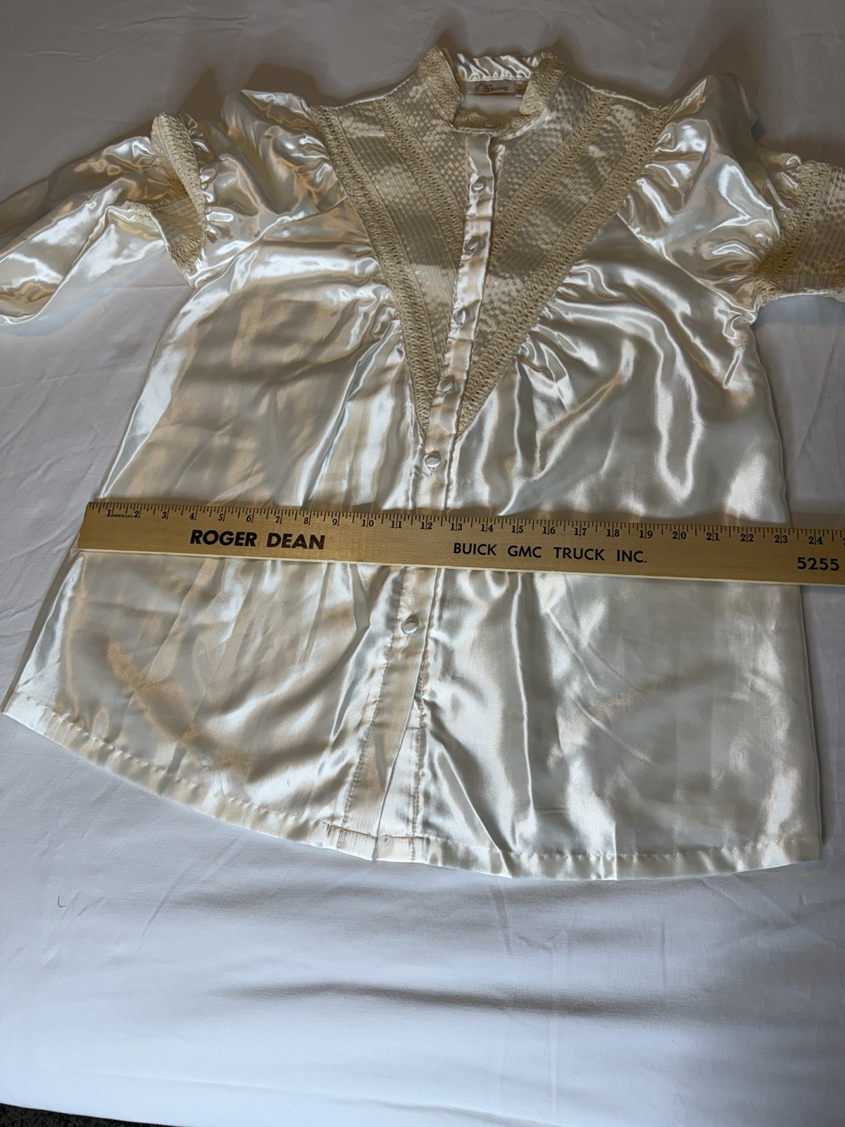 Vintage 80s Ilise Stevens Cream Satin Bridal Pajama Set M Theater Costume