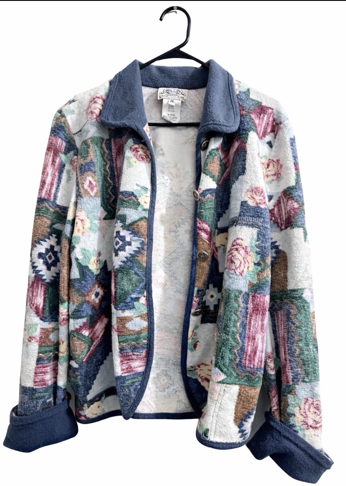 River Ridge Trading Company Patchwork Cotton Jacket Blue Multi-Color Size M
