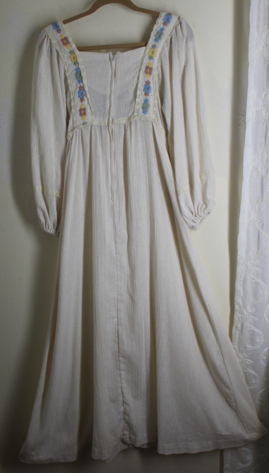 1970s Rags Kessandra San Francisco Boho Hippie Gauze Maxi Dress XS 0 2 4