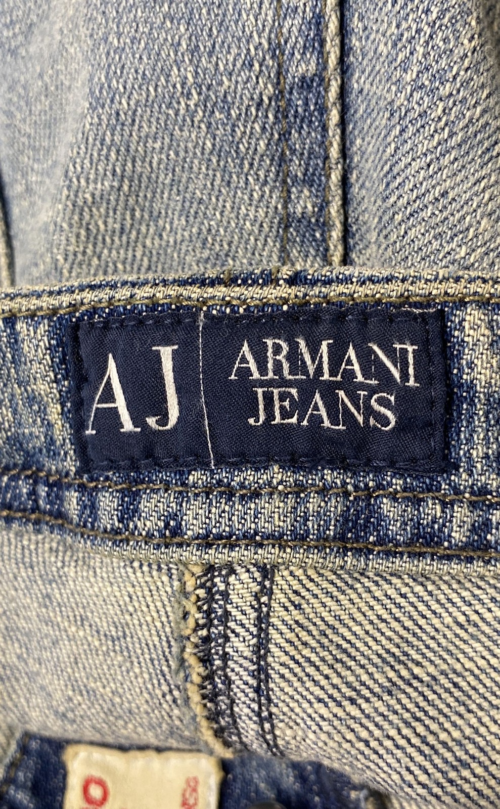 Vintage Y2K Armani Jeans Women’s Blue Low Rise Wide Leg Embellished Sz 36×35