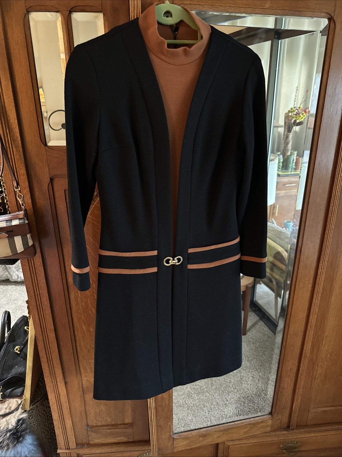 Vtg. 70’s “Accent West California”Dress Black Knit Chanel Look Sz. (8) Classic