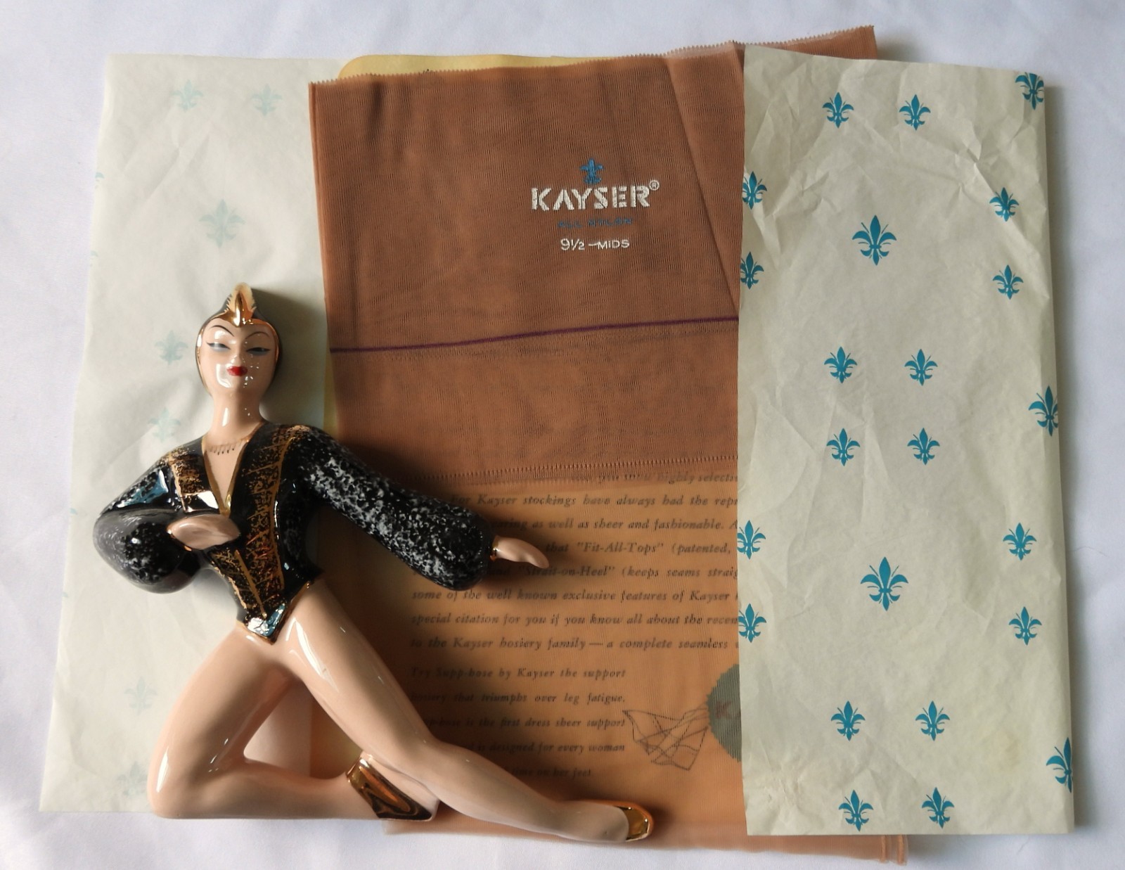 NOS Vtg Kayser Purple Top FF Cuban Plain SEAMED Silky Nylon STOCKINGS 9.5 30.5″