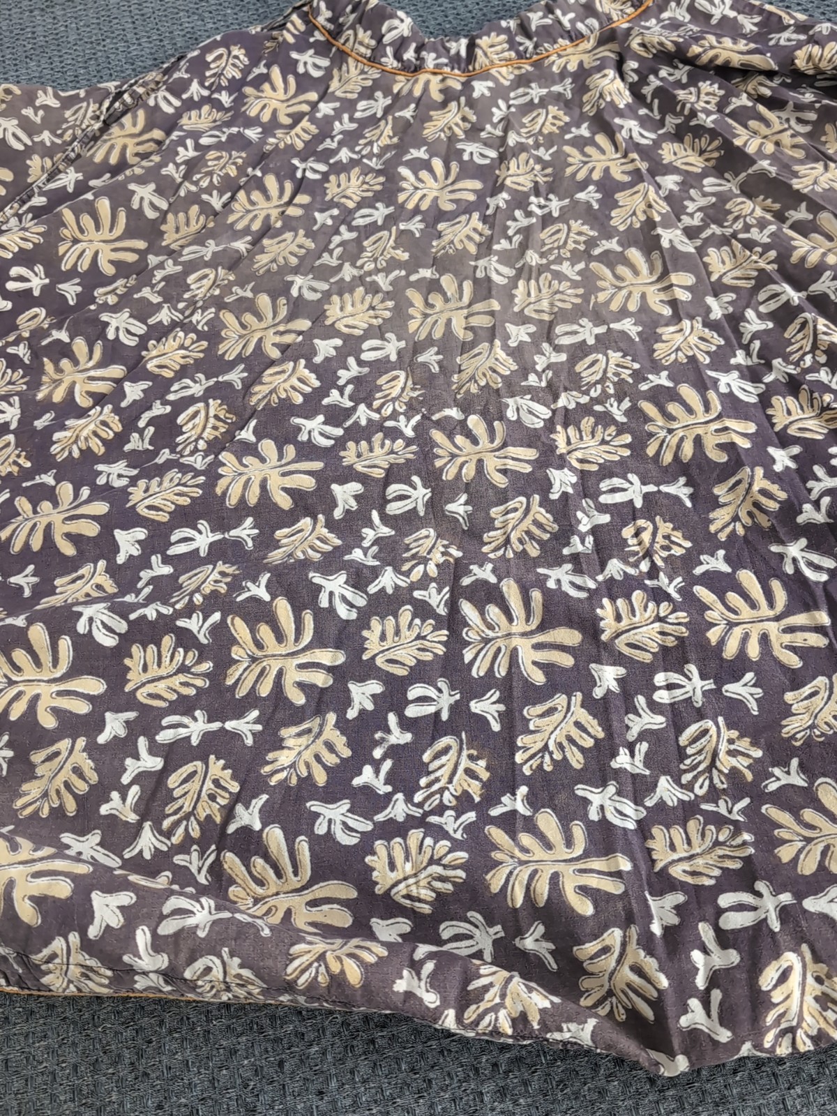 Vintage FABINDIA Skirt Cotton A-line Maxi Brown Large Adjustable Tie Waist
