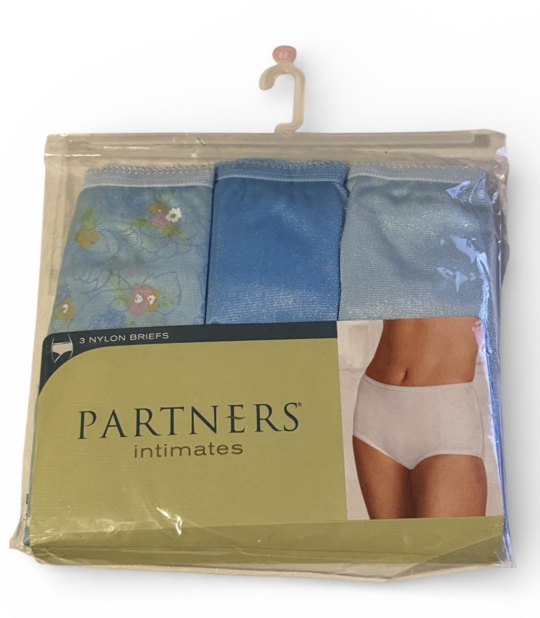 Vtg Partners Intimates Mervyn’s Sz 8 Nylon Brief Underwear Panties NOS 3 Pack