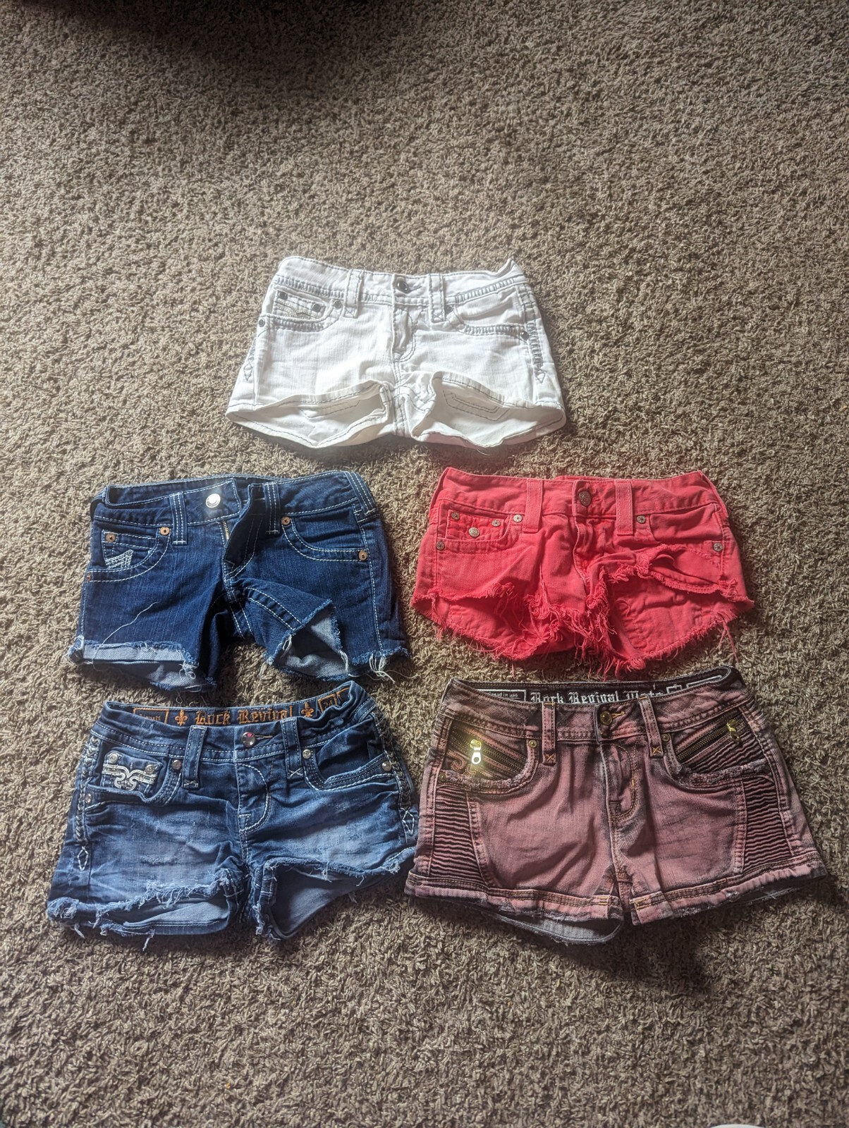 Women’s Jean Shorts – Lot Of 5 – True Religion & Rock Revival Size 24 & 25