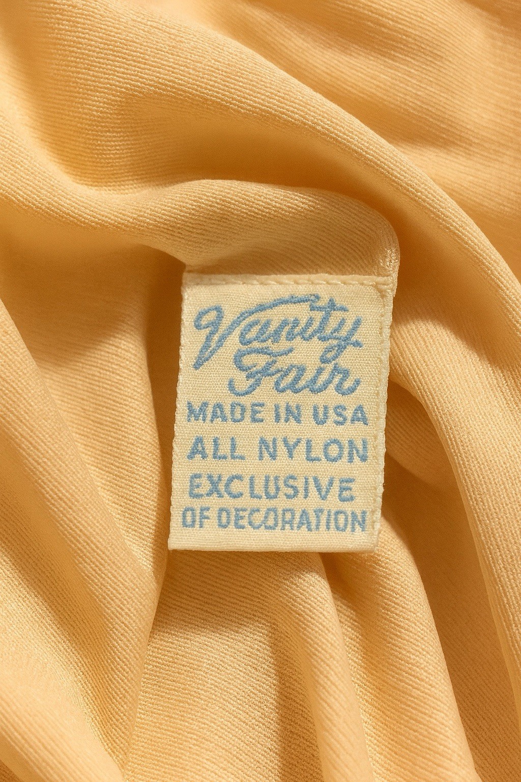 Vintage Vanity Fair Champagne Nylon Slip 36 Lace Bodice Adjustable Straps USA