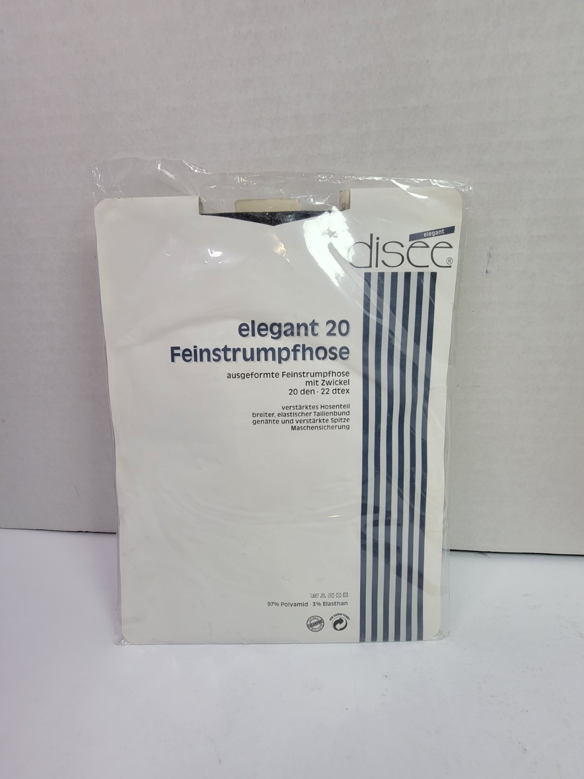 Vintage Disee Elegant 20 Sheer Pantyhose Size 38-40 Gaudi Black 20 Den NOS