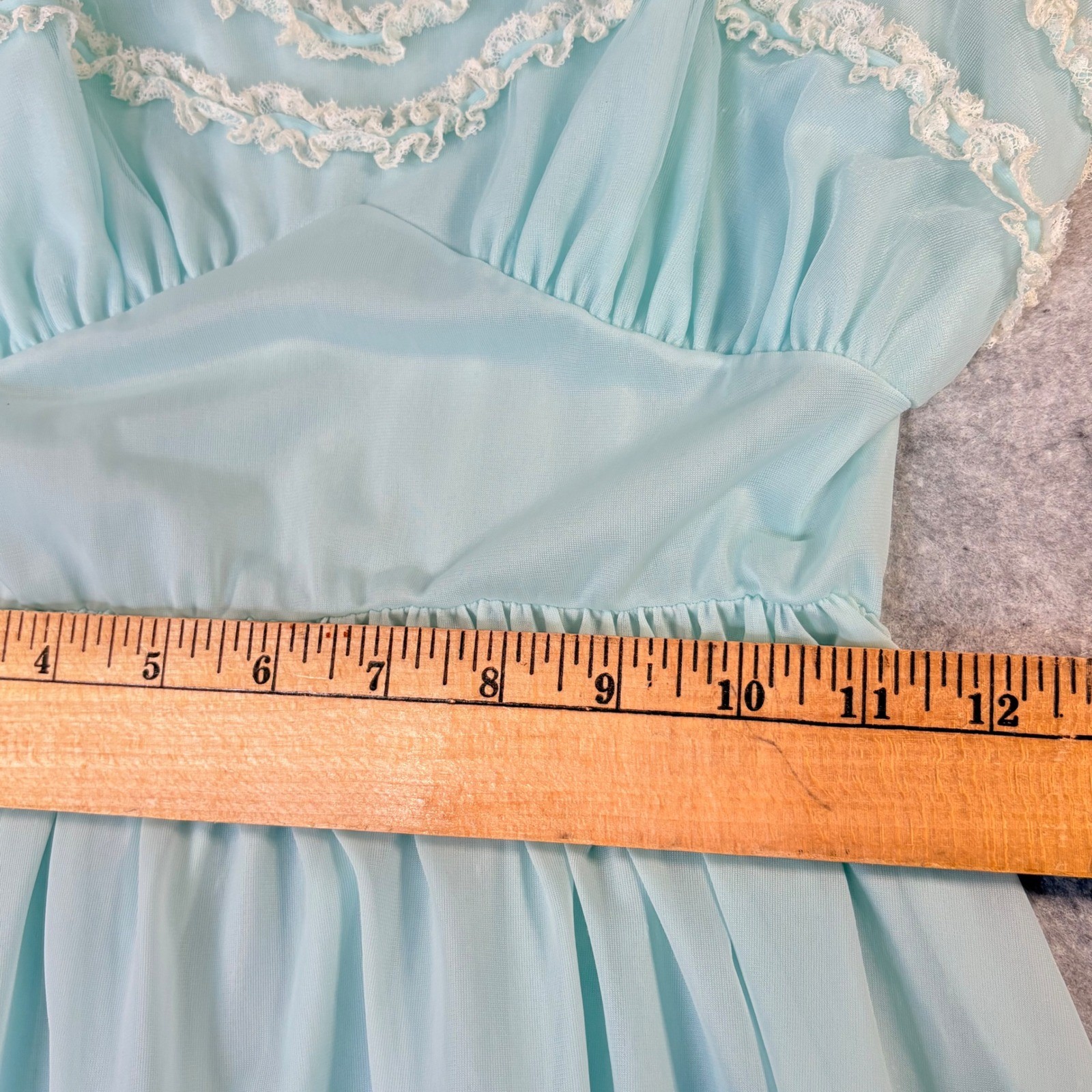 Van Raalte Myth Sz S Mint Green Lace Trim Ruffle Babydoll Nightgown Vintage 60s