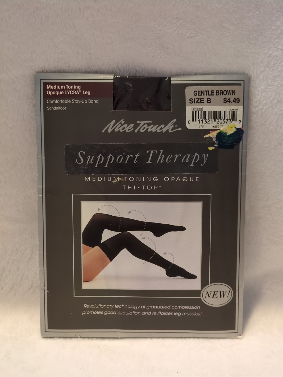 Vintage Nice Touch Support Therapy Thi Top Opaque Stockings Gentle Brown Size B