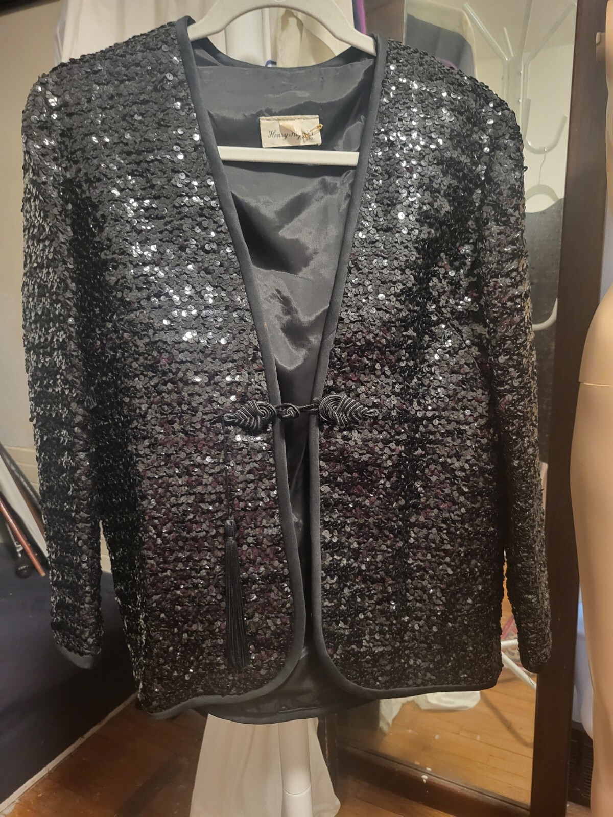 Vintage Henry Higgins LTD. Black Sequin Evening Jacket 16