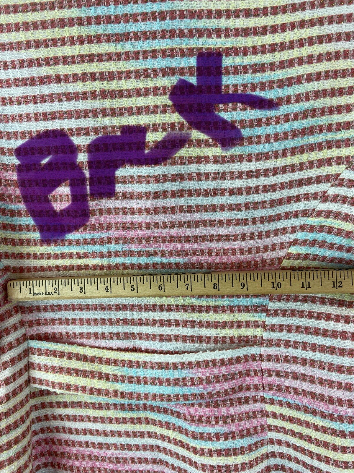 Vintage Y2K D Studio Womens Multicolor Stripe Tweed Coat Jacket Size 10 XS/S