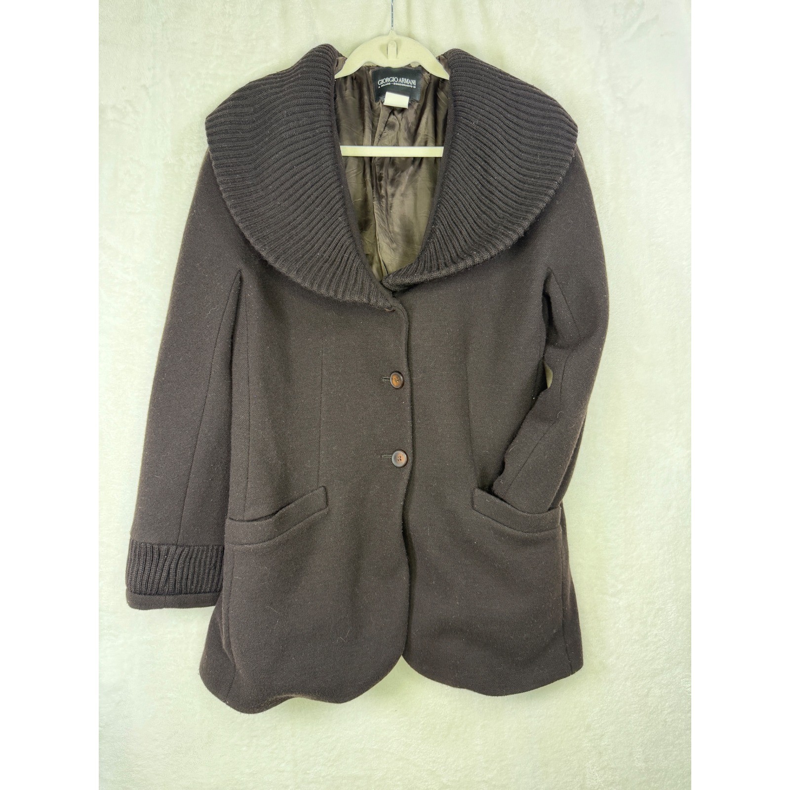Vintage Giorgio Armani Milano Borgonuovo 21 Rib Shawl Collar Coat Jacket Women’s