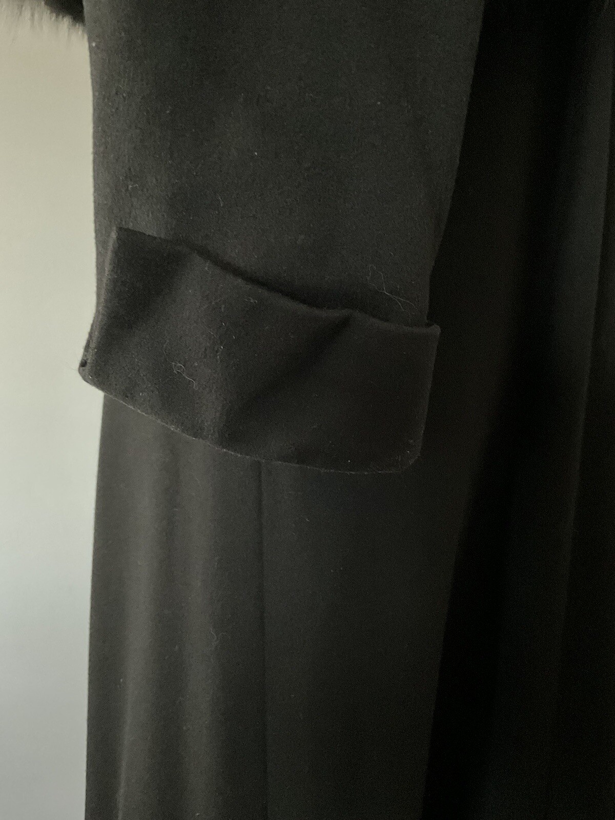 Vintage c.1965 Pauline Trigere Black Wool Dress and Bolero with Fox Fur
