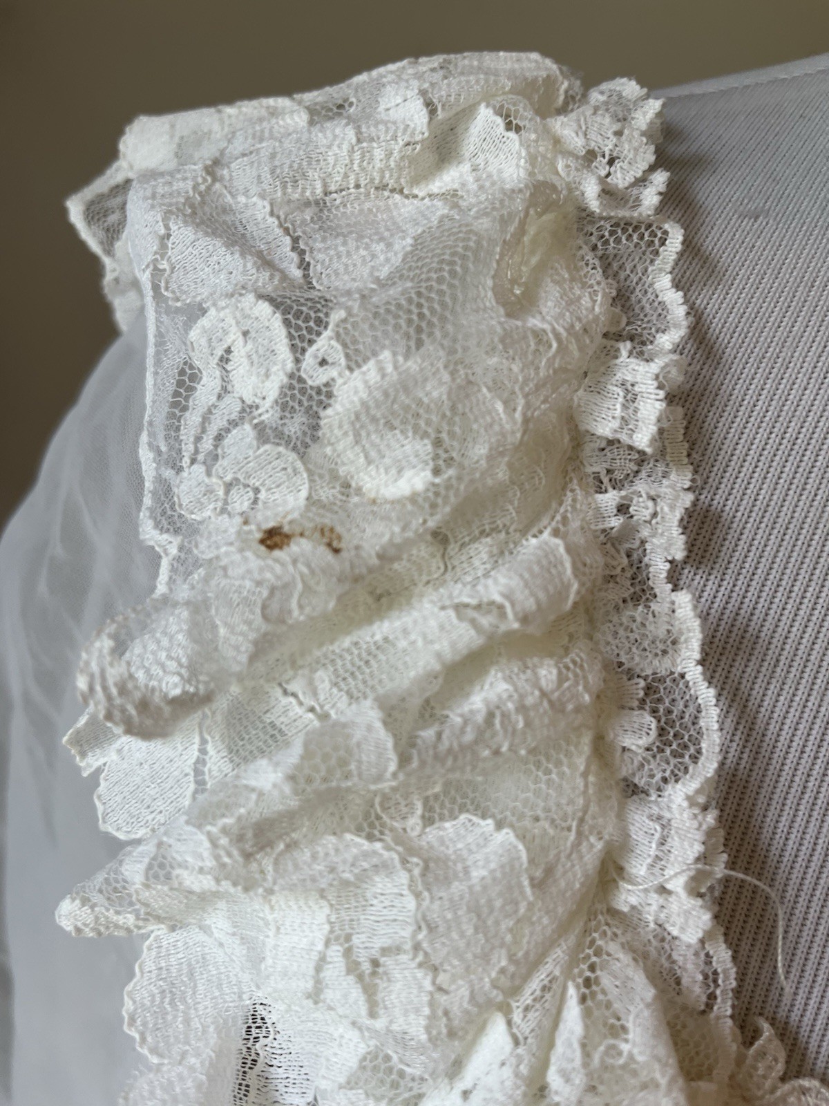 Vtg Victorian Prairie Cottage Lace pleated Wedding Dress 70s 80s Romantic 2?