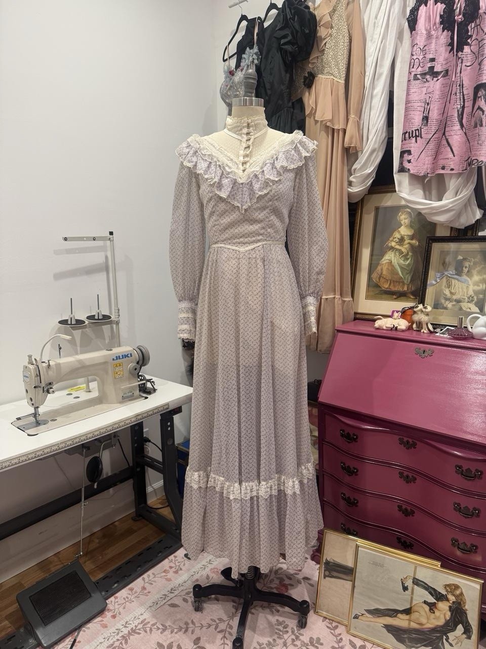 Gunne Sax Jessica McClintock Dress Prairie Victorian Style Lace Size 9