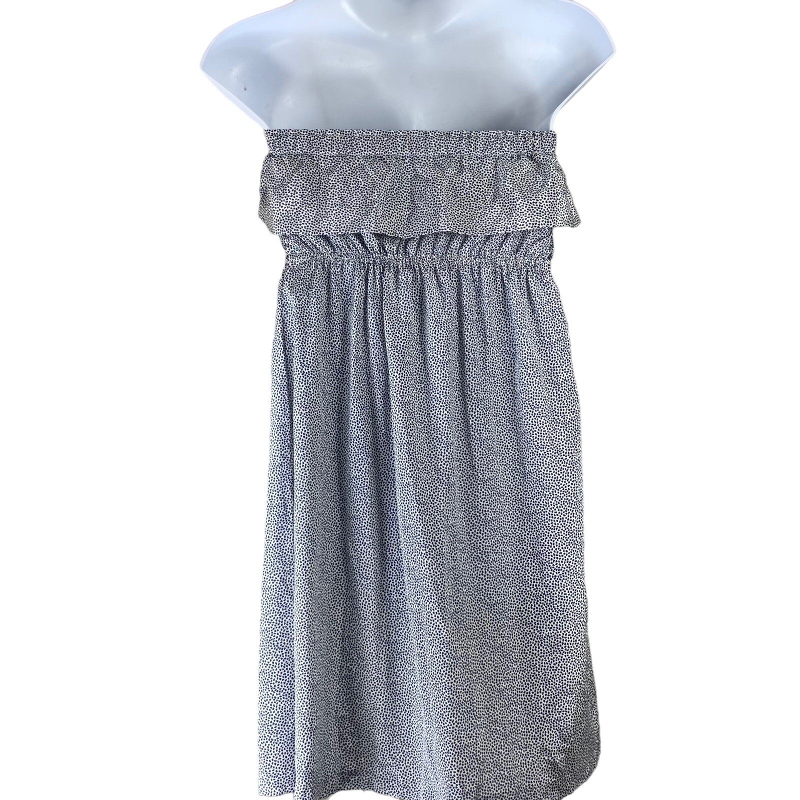 Handmade Dress Shawl Set Size S/M Strapless Mini Dress Blue White Polka Dot