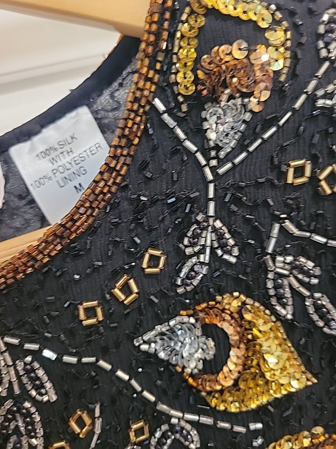 NWT NIGHT VOGUE Vintage gold Sequin & Beaded Jacket Glam Disco 80s 90s M Silk