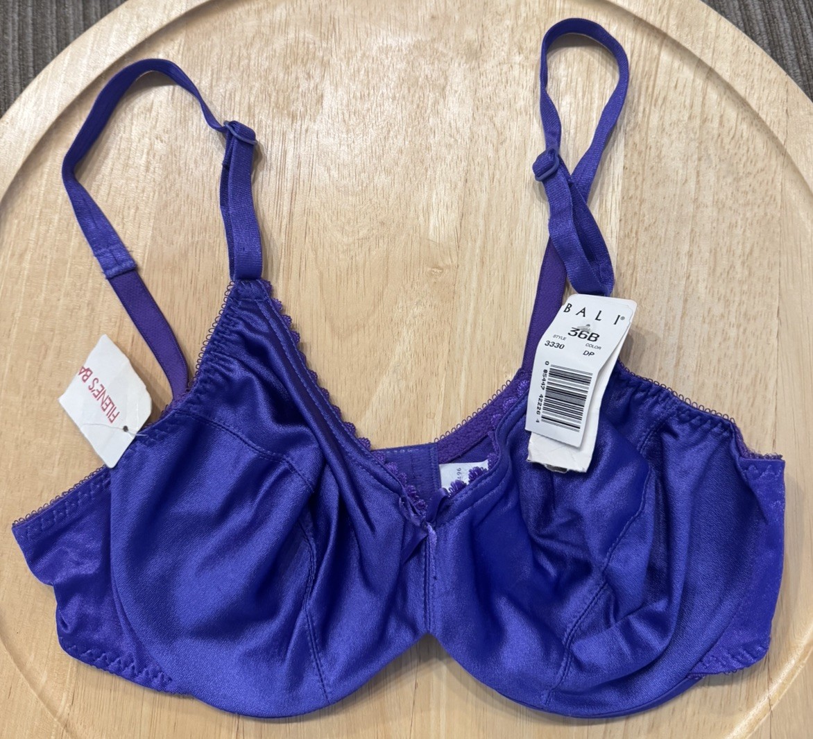 BALI Under Statements Underwire Satin Vintage Bra 3330 Size 36B NEW Filene’s