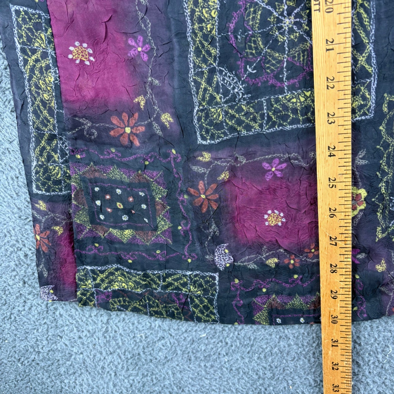 K Studio Womens Vintage 90s Whimsigoth Patchwork Print Crinkle Shirt Size 18