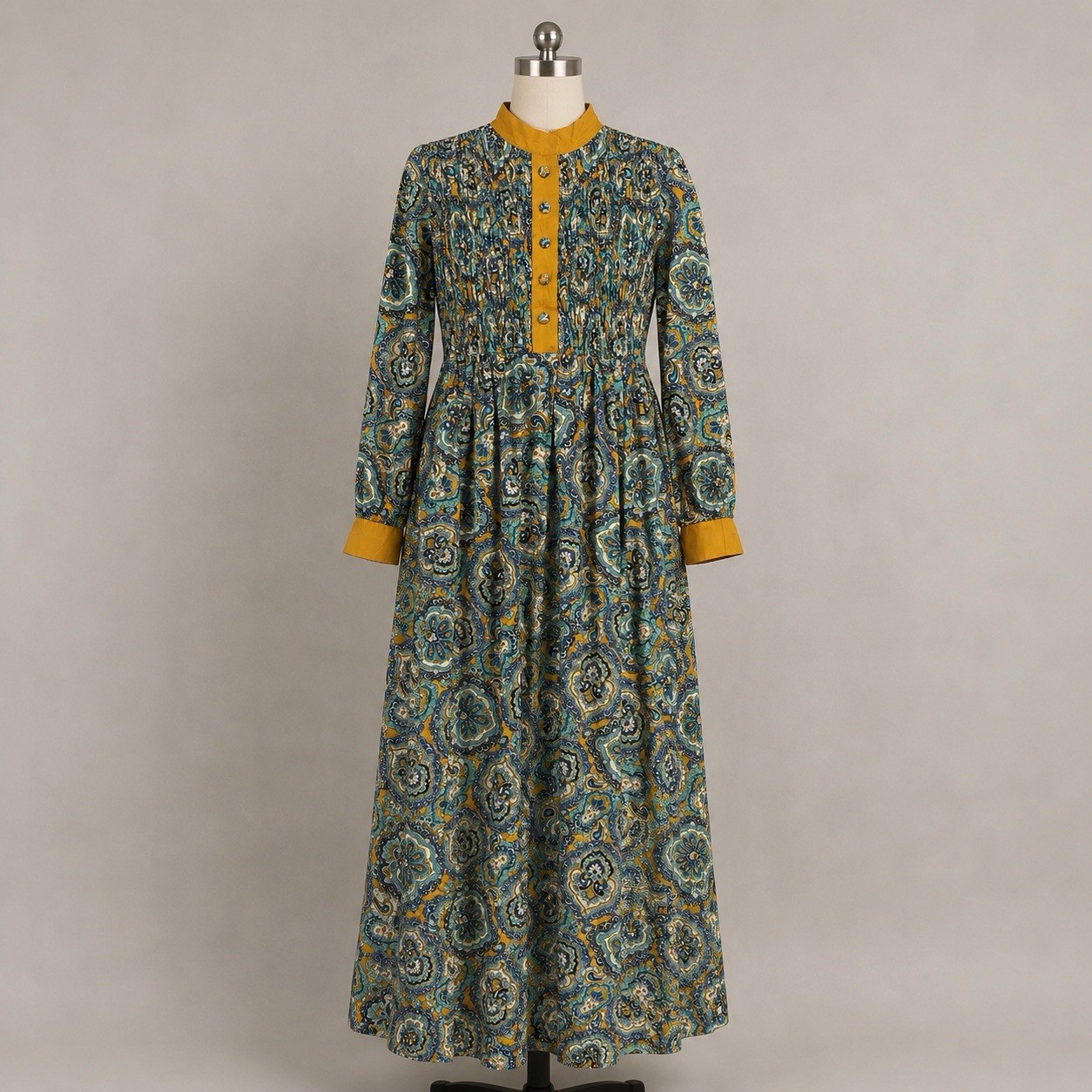 Vintage Bill Atkinson Glen Of Michigan Collector’s Dress Prairie Maxi Paisley