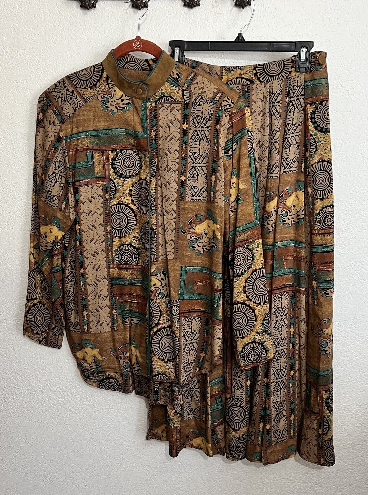 Vtg Tobria 2 Pc Skirt Set Sz 8 Flowy Western Classic Pockets Ranch Button Down