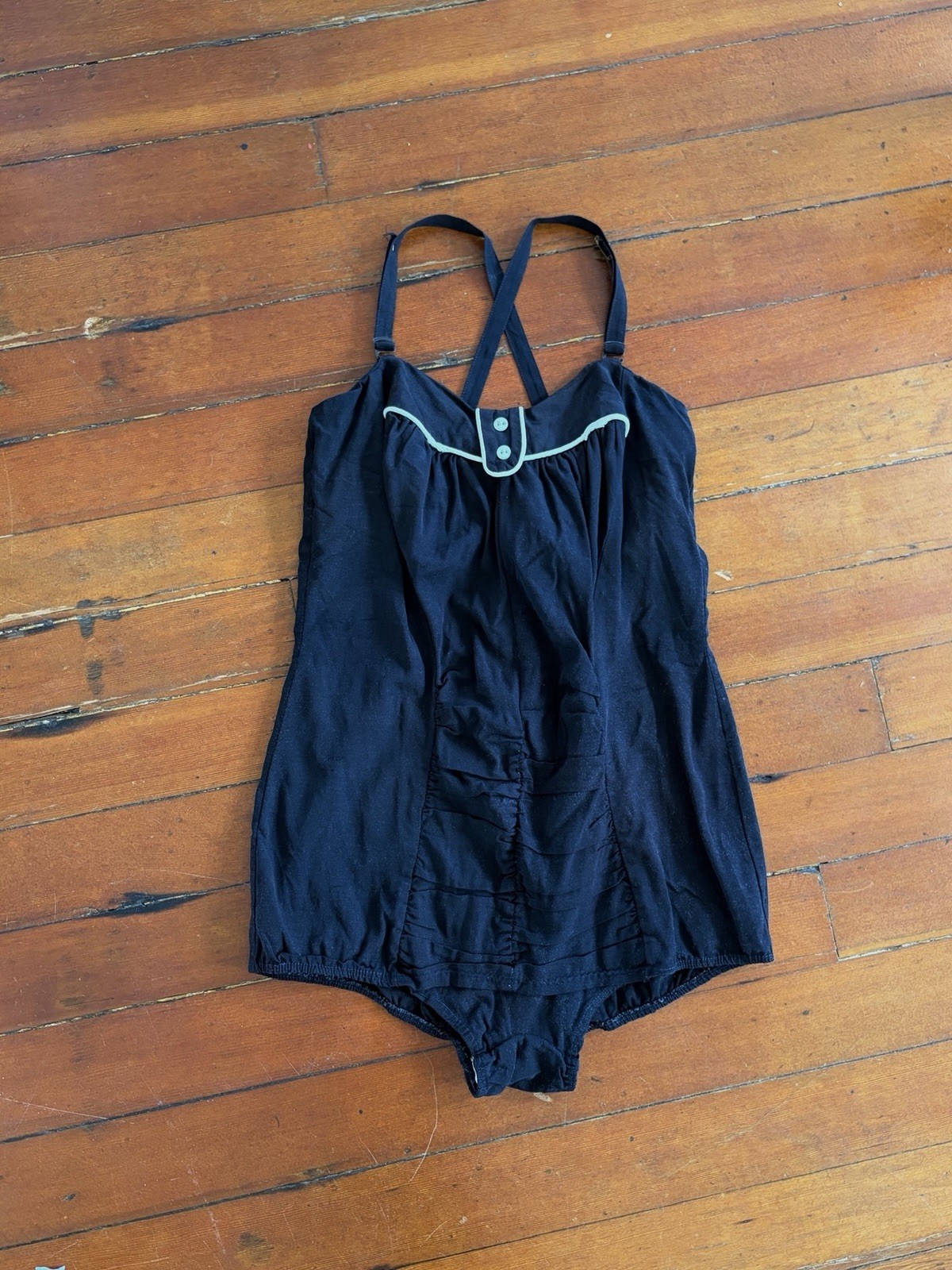 40s 50s Lee Swimplay Swimsuit One Piece Bathing Suit Playsuit Romper Pin Up M/L