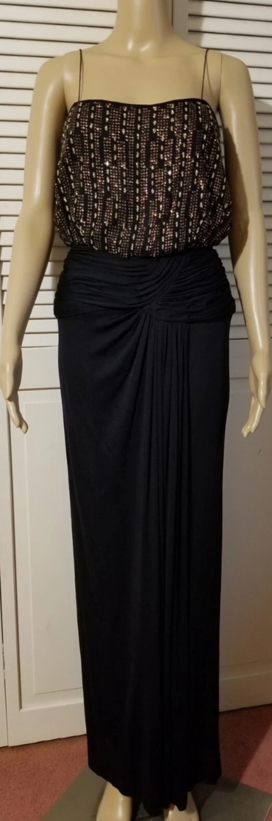 Vintage 70’s Jill Richards Size 8 Dress Black Gold Glitter Disco Party Studio 54